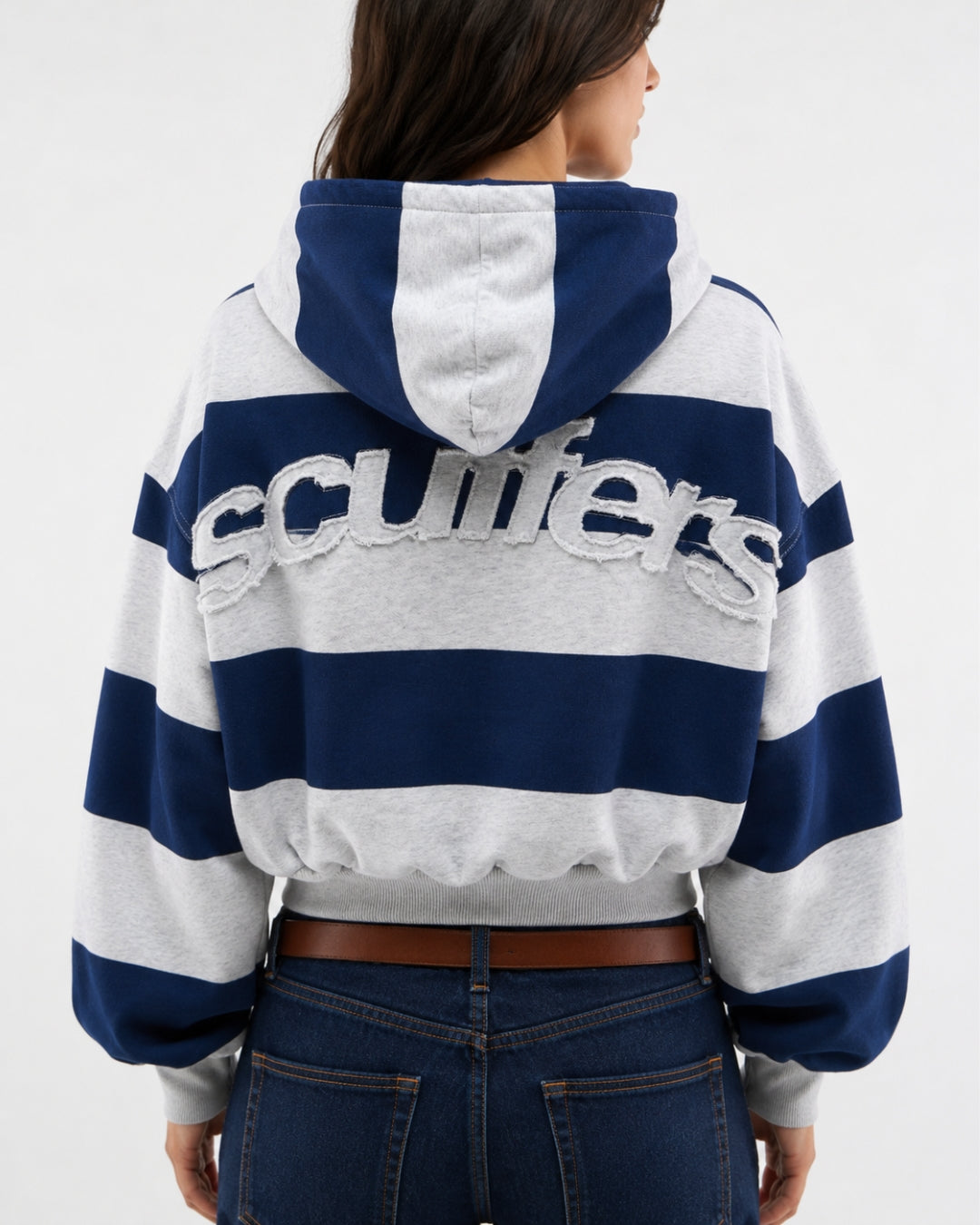 Oversized Striped Zip Hoodie