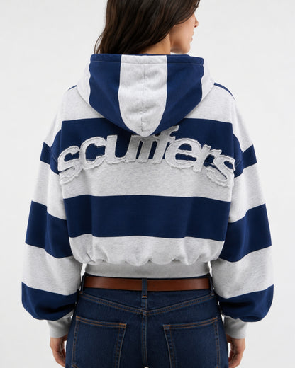 Oversized Striped Zip Hoodie