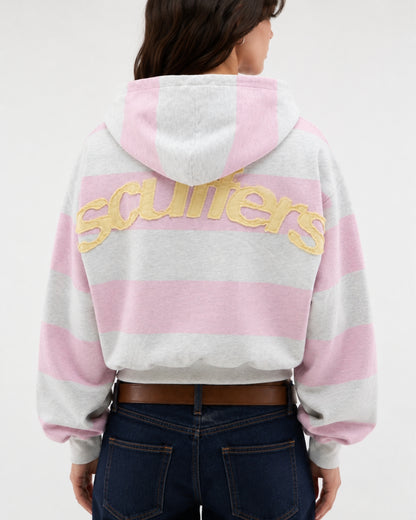 Oversized Striped Zip Hoodie