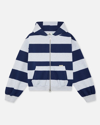 Oversized Striped Zip Hoodie
