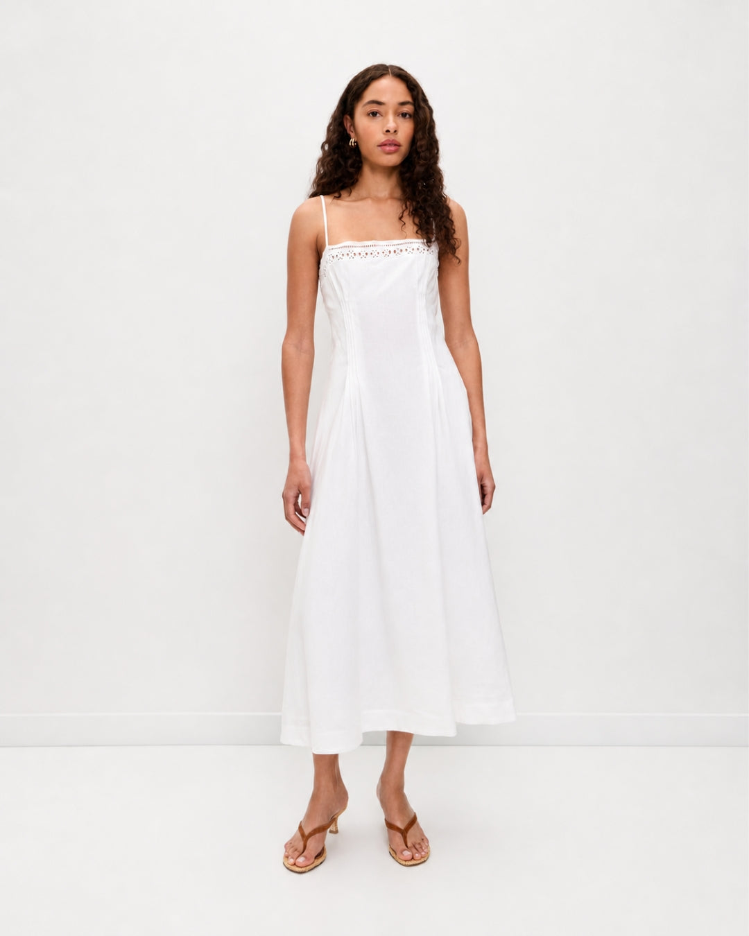 Pomona Eyelet Linen Midi Dress