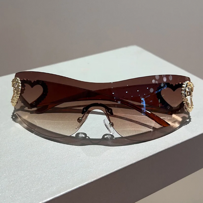 Vogue Heart Rhinestone Sunglasses