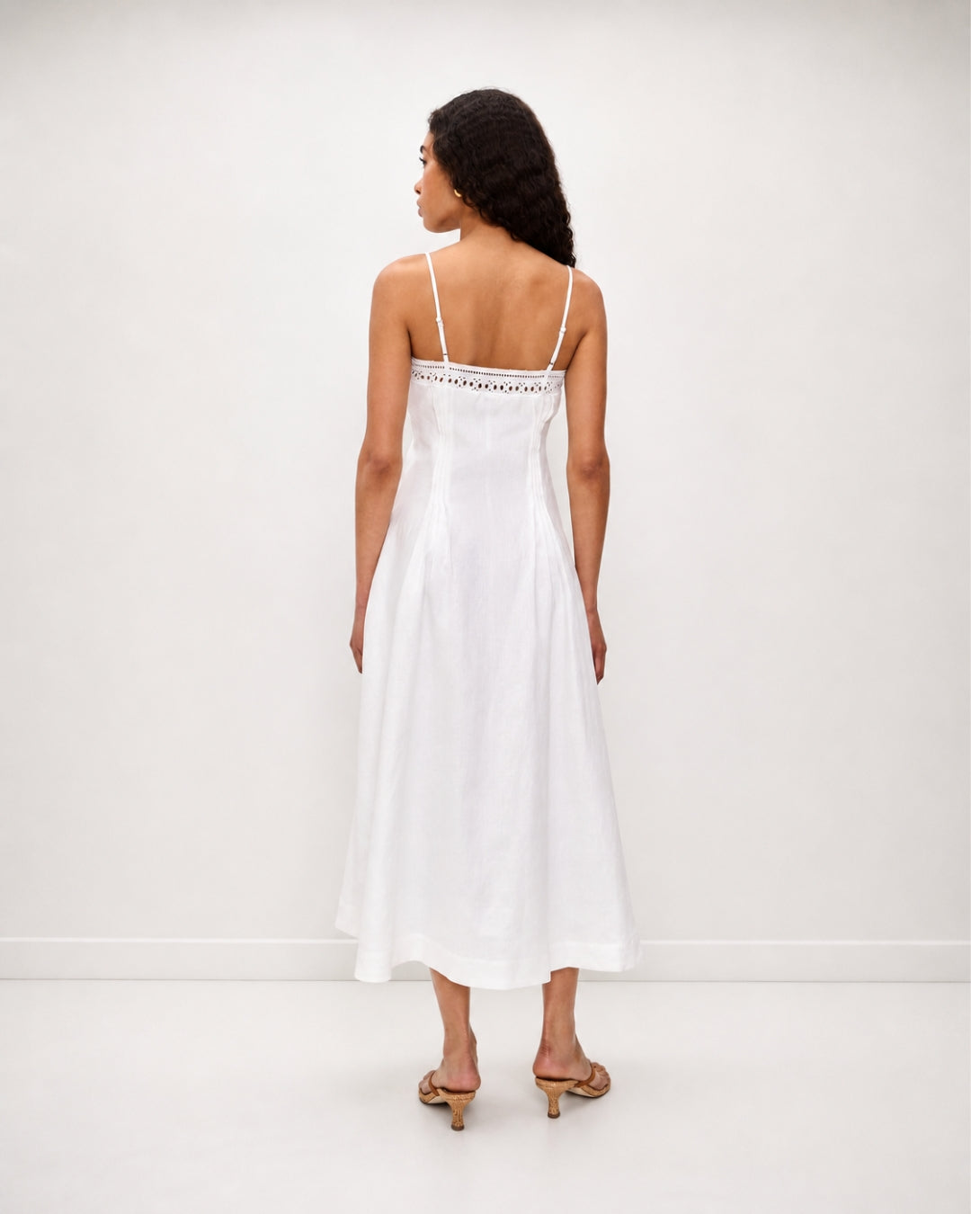Pomona Eyelet Linen Midi Dress