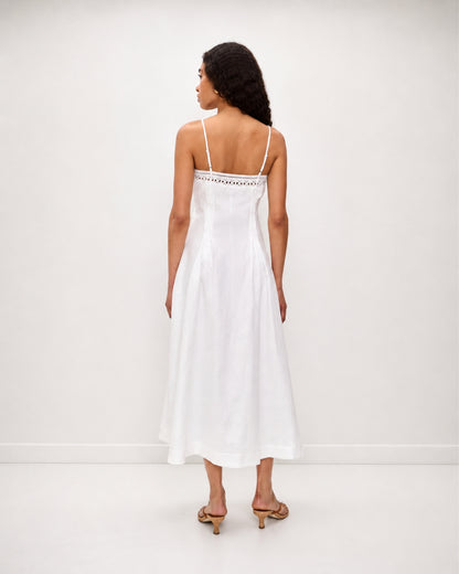 Pomona Eyelet Linen Midi Dress