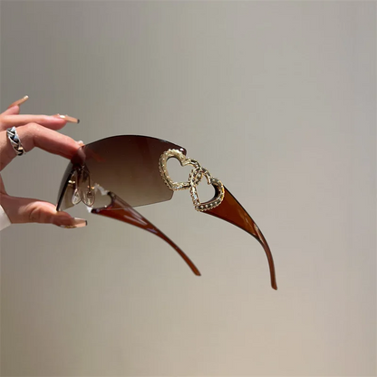 Vogue Heart Rhinestone Sunglasses