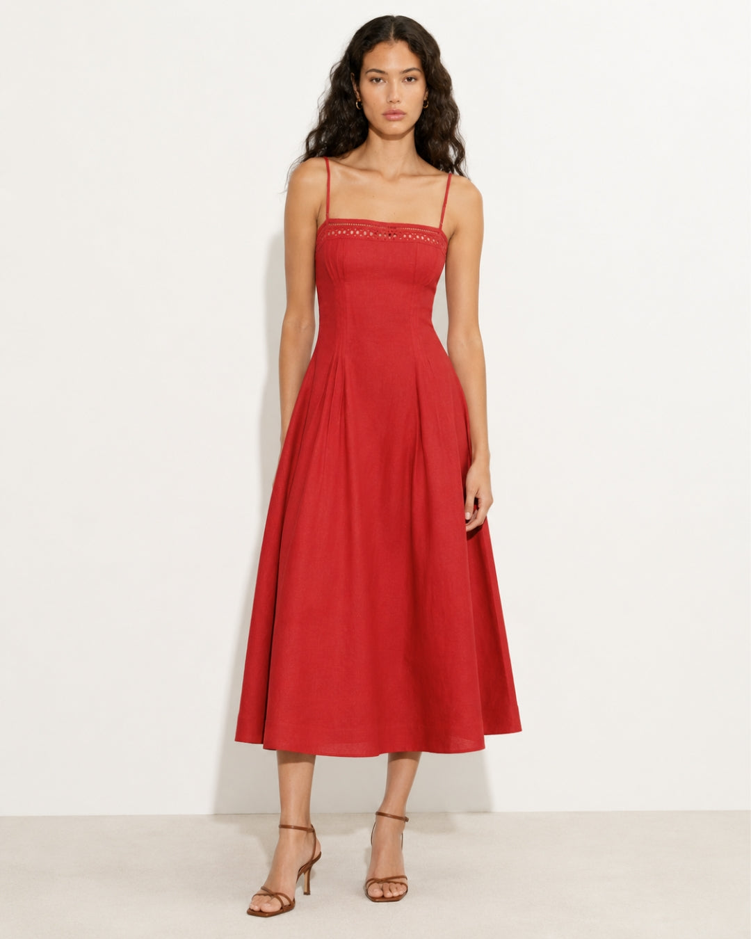 Pomona Eyelet Linen Midi Dress