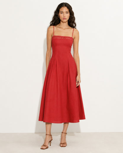 Pomona Eyelet Linen Midi Dress