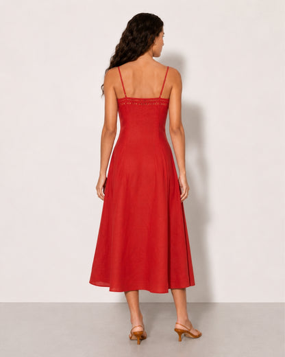 Pomona Eyelet Linen Midi Dress