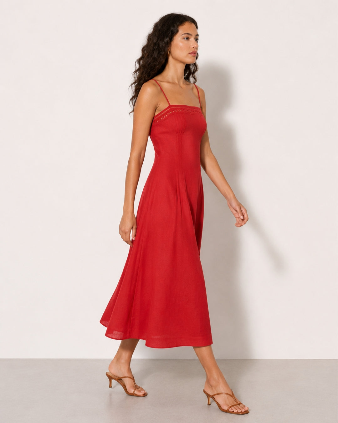 Pomona Eyelet Linen Midi Dress