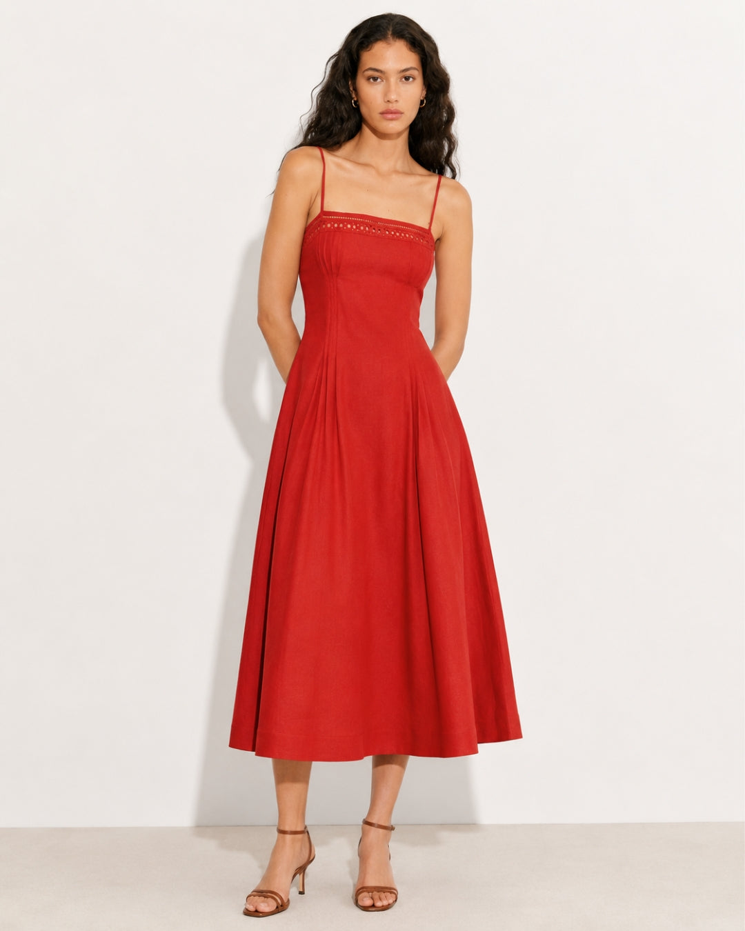 Pomona Eyelet Linen Midi Dress
