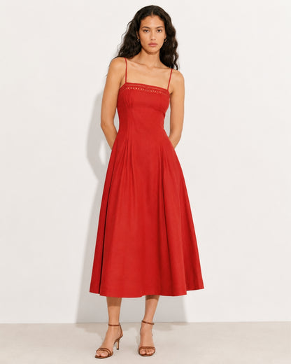 Pomona Eyelet Linen Midi Dress