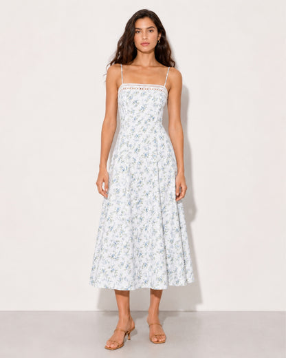 Pomona Eyelet Linen Midi Dress