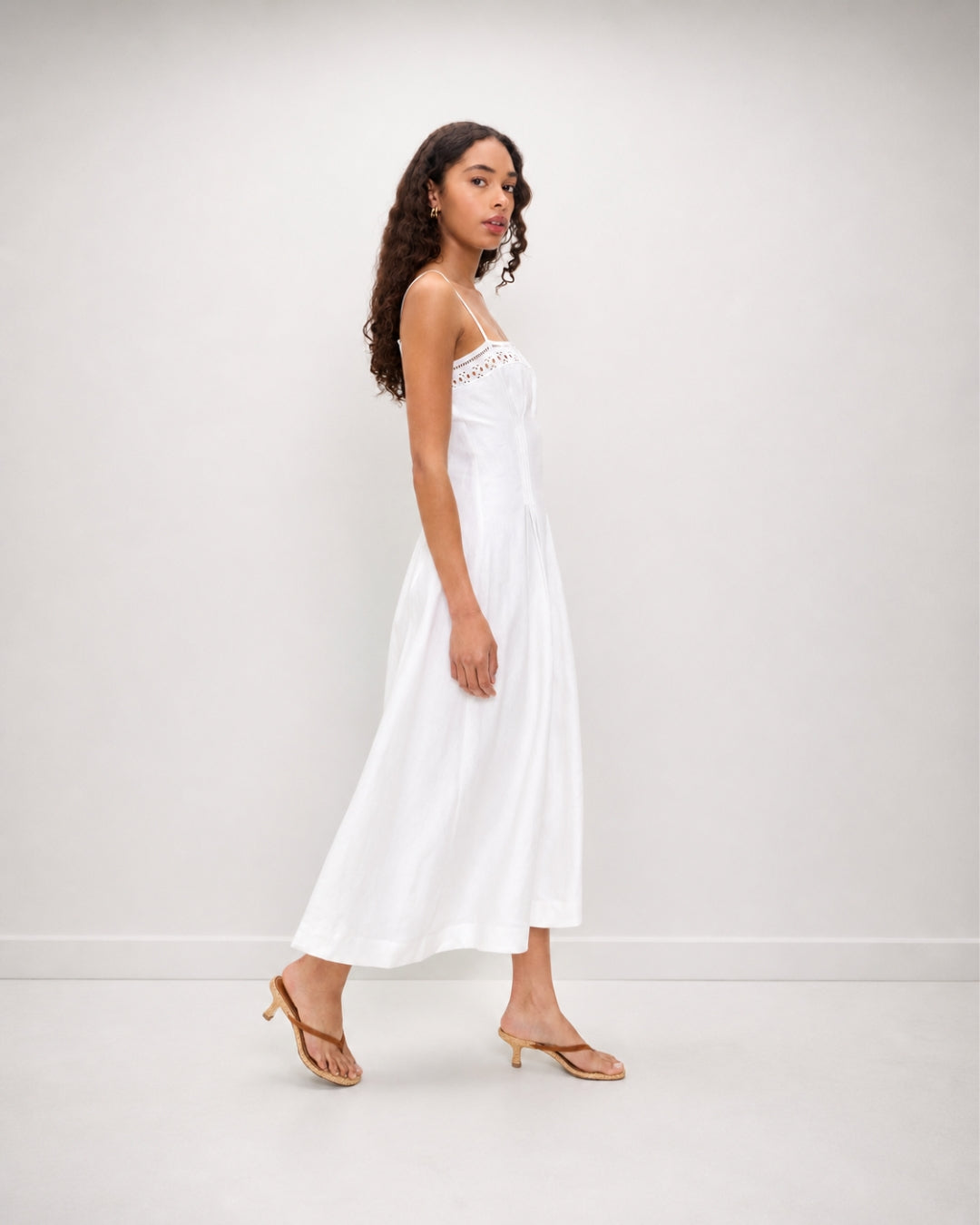 Pomona Eyelet Linen Midi Dress