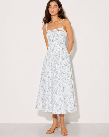 Pomona Eyelet Linen Midi Dress