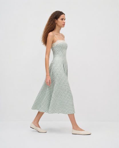 Pomona Eyelet Linen Midi Dress