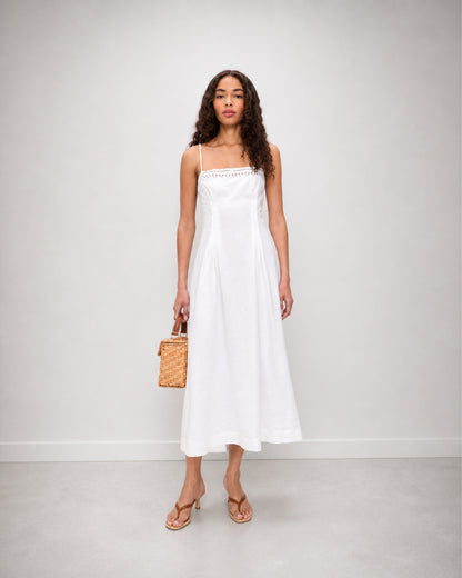 Pomona Eyelet Linen Midi Dress
