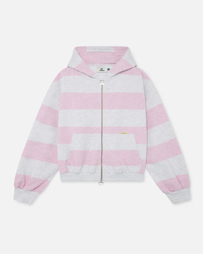 Oversized Striped Zip Hoodie