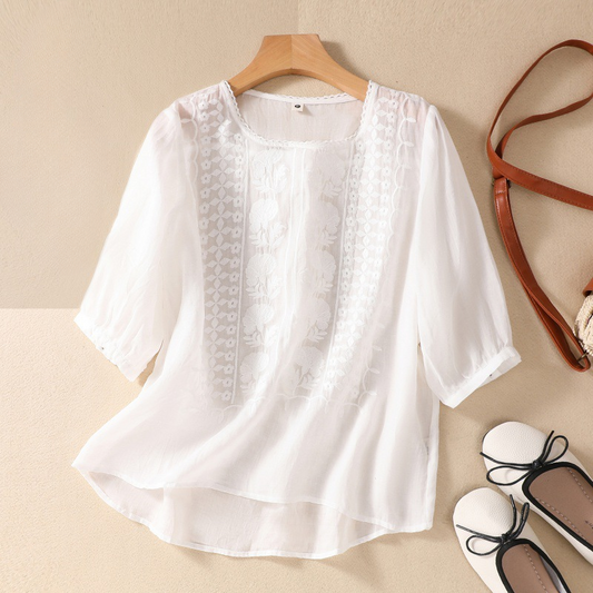 Esmeralda Linen Lace Blouse